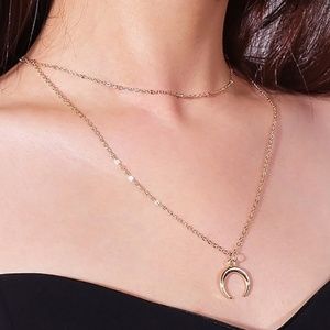 Crescent Moon Double Necklace